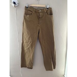 Levis Womens Ribcage Straight Jeans Size 32 Brown Tan Button Fly Denim High Rise